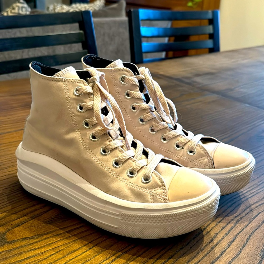 CONVERSE gently worn platform hi-tops